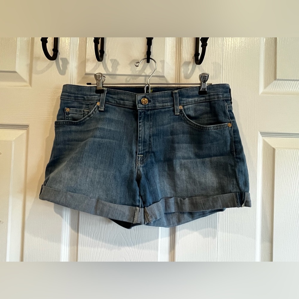 7 for all mankind cuffed denim shorts
